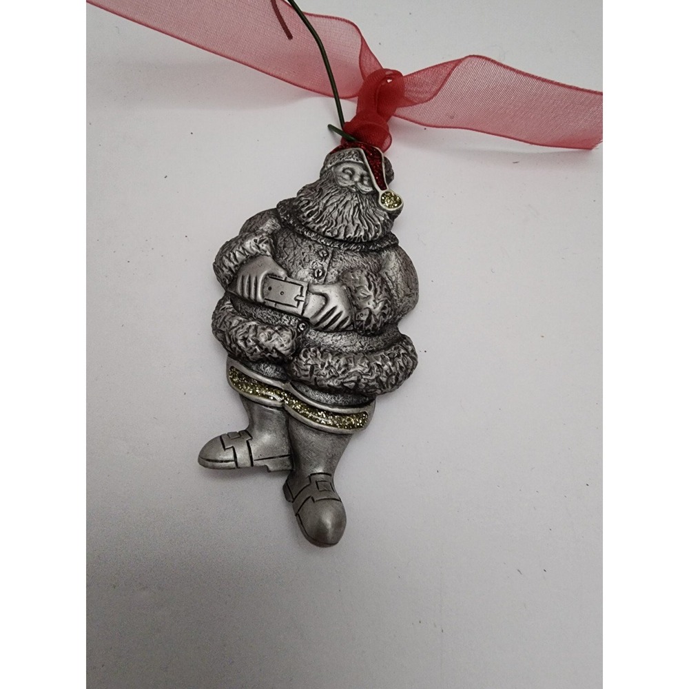 Gloria‎ Duchin pewter Santa Claus Christmas Ornament 2003